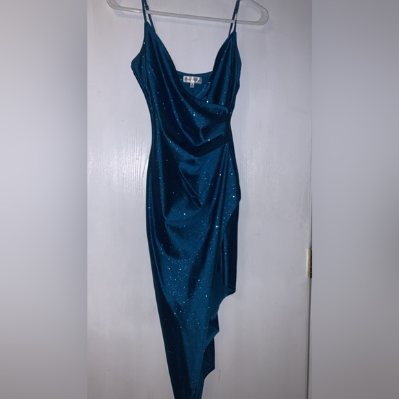 honey and rosie blue dress | Dresses | Honey And Rosie Asymmetrical Sparkly Royal Blue Velvet Backless concept_F Size:5-6 Y